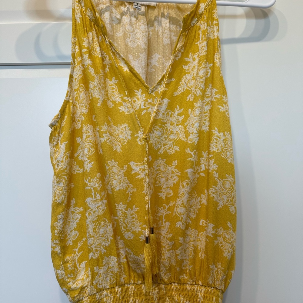 Rose & Olive Yellow Floral Sleeveless Tank Top